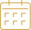 Calendrier | Gérer vos dates et événements efficacement Icône minimaliste d'un calendrier en doré, affichant une grille de jours, suggérant la planification, les dates ou un événement.